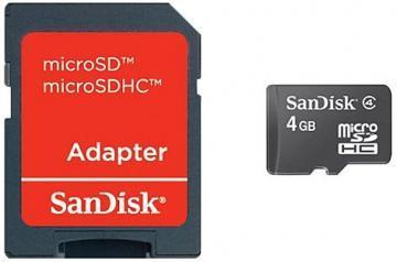 SanDisk MicroSD Card 4GB + SD Adapter + Reader