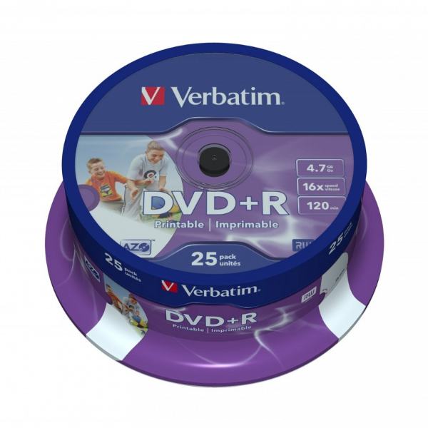 Verbatim DVD+R Matt Silver 4.7GB 16x 25 Pack Spindle