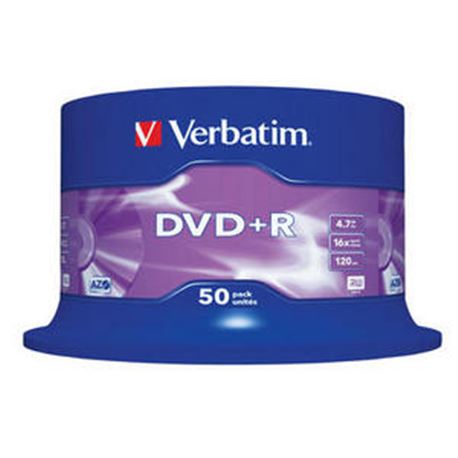 Verbatim DVD+R Matt Silver 4.7GB 16x 50 Pack Spindle