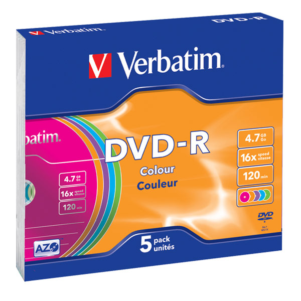 Verbatim DVD+R Colour 4.7GB 16x 5 pack Colour OPP