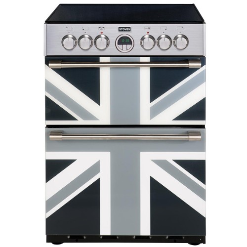 Stoves Sterling 600Ei Union Jack Monochrome 600mm electric fanned double oven