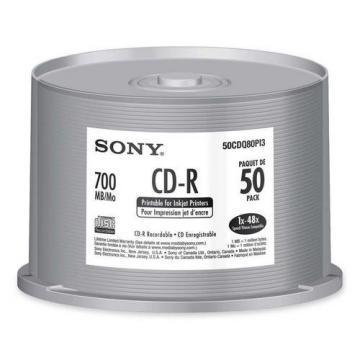 Sony 50-pack CD-R Bulk Spindle Ink-Jet Printable