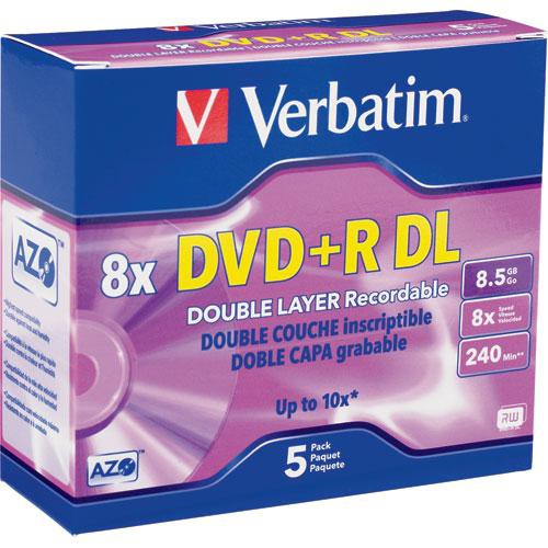 Verbatim DVD+R DataLife 8x 8.5GB Jewel Case 5-Pack
