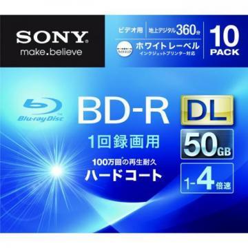 Sony Blu-ray Disc 10-Pack - 50GB 4X BD-R DL Inkjet Printable