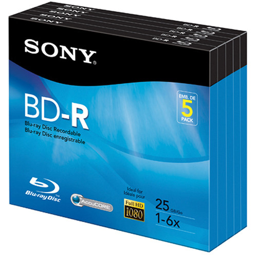 Sony Blu-Ray Discs 6x 25GB Recordable 5-Pack