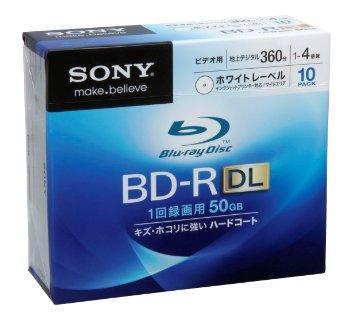 Sony Blu-ray Disc 10-Pack 50GB 2X BD-R DL Printable