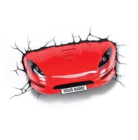3DlightFX 3D Wall Mountable LED Red Sports Car Light With Sticker
