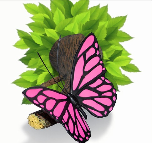 3DlightFX 3D Wall Mountable Pink Butterfly Light with foliage crack sticker
