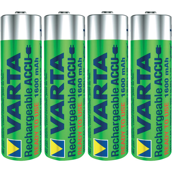 Varta Nickel Metal Hydride, 1600 mAh, 1.2 V, AA Rechargeable Battery