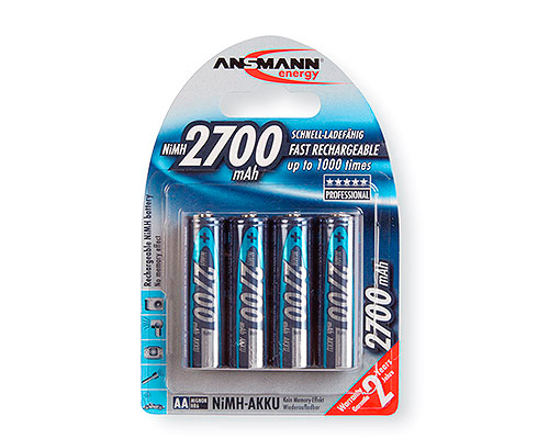 Ansmann Nickel Metal Hydride, 2700 mAh, 1.2 V, AA Rechargeable Battery