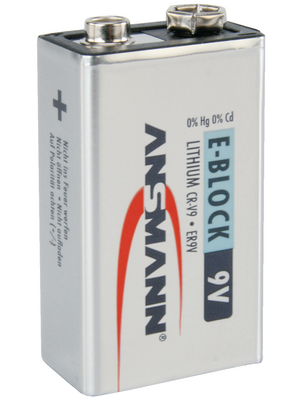 Ansmann Lithium Manganese Dioxide, 1200 mAh, 9 V, PP3 Battery