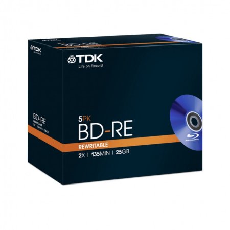 TDK 2x BD-RE Media Jewel Cases (5-Pack)