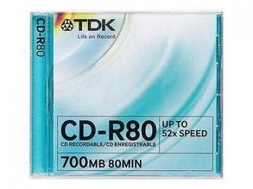 TDK CD-R, 700MB, 52X, 10-Pack, JC