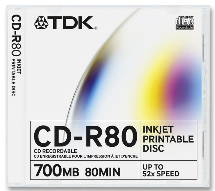 TDK CD-R,700MB,52X,10PK Slim Printable