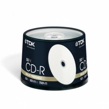 TDK CD-R, 80MIN Printable 52x Cake x50