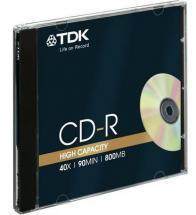 TDK CD-R, 90MIN, 800MB, 40x 10PK JC