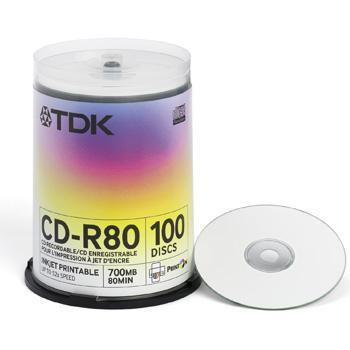 TDK CD-R, 80MIN, Printable 52x Cake x100