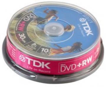 TDK 8cm DVD+RW Media Spindle Pack (10 Pack)