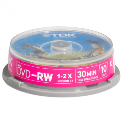 TDK 8cm DVD-RW Media Spindle Pack (10 Pack)