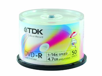TDK DVD-R, Printable, 16X, Spindle x50