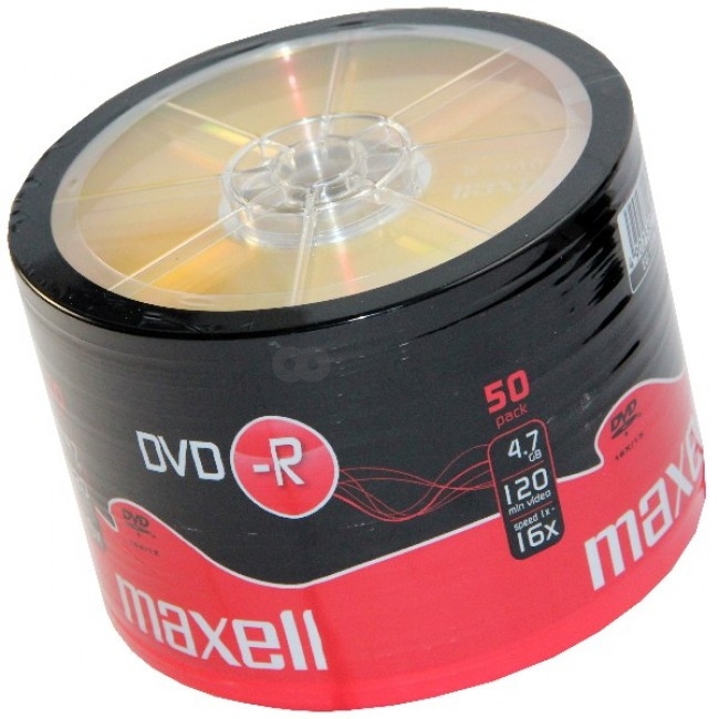 Maxell DVD-R, 4.7GB, 50PK Shrinkwrapped