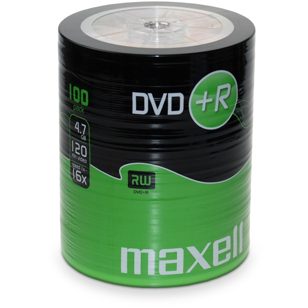 Maxell DVD+R, 4.7GB, 100PK Shrinkwrapped