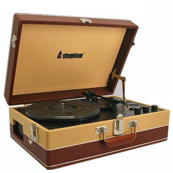 Steepletone Brown Retro Style Portable Record Player