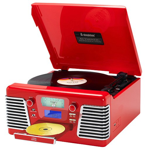 Steepletone Roxy 3 Red Retro CD/Turntable System
