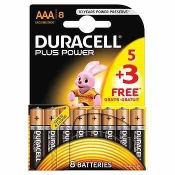 Duracell Plus Power with Duralock, Pack of 5+3, Alkaline, 1.5 V, AAA