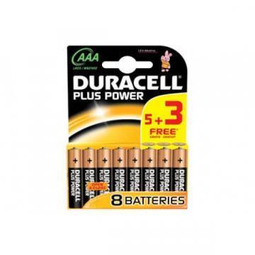 Duracell Plus Power with Duralock, 5+3 Pack, Alkaline, 1.5 V, AA