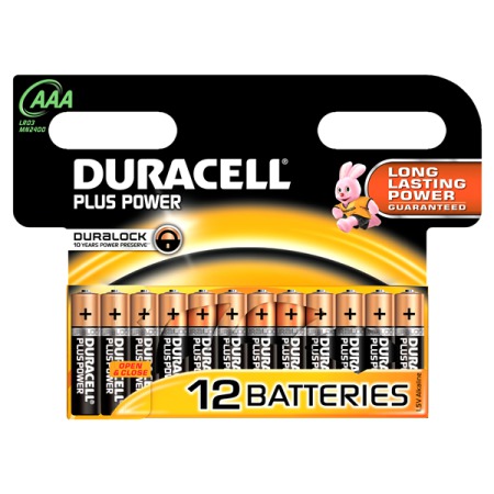 Duracell Plus Power with Duralock, Pack of 12, Alkaline, 1.5 V, AAA