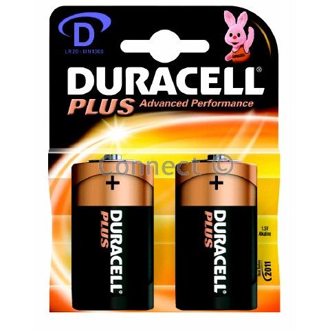 Duracell Plus Power with Duralock, Pack of 2, Alkaline, 1.5 V, D