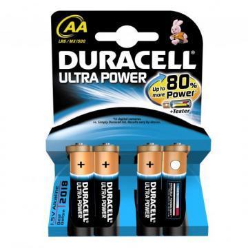 Duracell Ultra Power With Duralock, Pack of 4, Alkaline, 1.5 V, AA