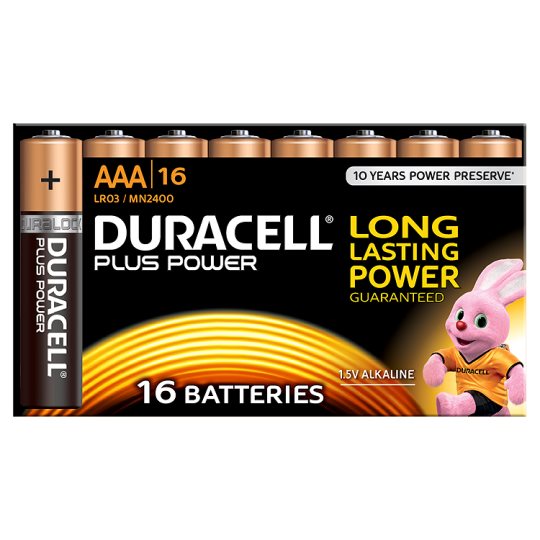 Duracell Plus Power with Duralock, Pack of 16, Alkaline, 1.5 V, AAA