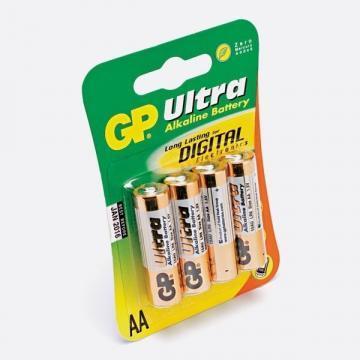 GP Ultra, Pack of 4, Alkaline, 2200 mAh, 1.5 V, AA Battery