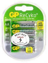 GP ReCyKo, Pack of 4, 2000 mAh, 1.2 V, AA Rechargeable Battery