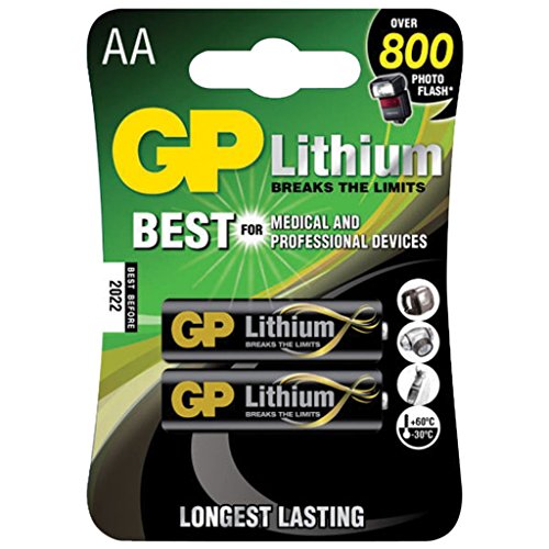 GP Lithium Iron Disulphide, 3100 mAh, 1.5 V, AA Batteries