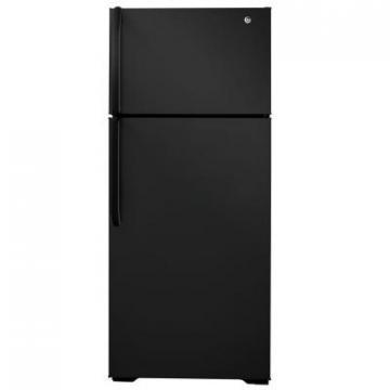 GE GTH18GCDBB 18.1 Cu Ft Refrigerator Icemaker RH Black 28"
