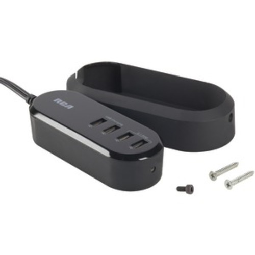 RCA Table Top 4 Port USB Charger With Mounting Bracket