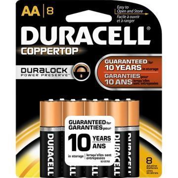 Duracell AA Coppertop Alkaline Battery 8pk