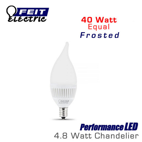 Feit LED Bulb 4.8W Flame (40W Equivalent) 3000K Candelabra Base Frost