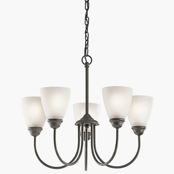 Thomas Lighting 5-Light Chandelier Painted Bronze Etched Swirl Glass