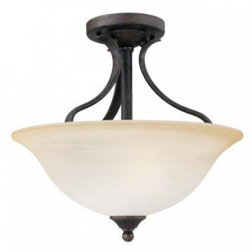 Thomas Lighting 2-Light Semi-Flush Ceiling Fixture Sable Bronze Alabaster-Swirl 