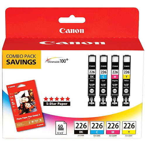 Canon PGI-225BK Black and CLI-226 Color Inks 4-Pack