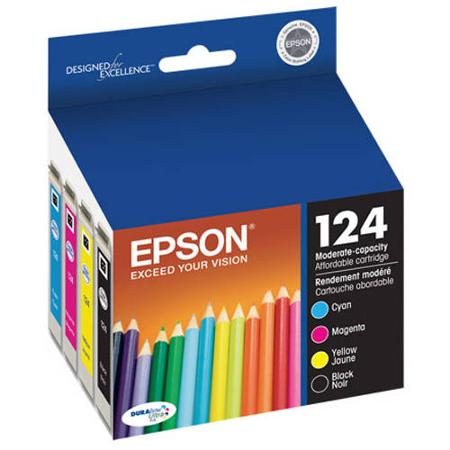 Epson 124 Black and Color C/M/Y Ink Cartridges 4-Pack
