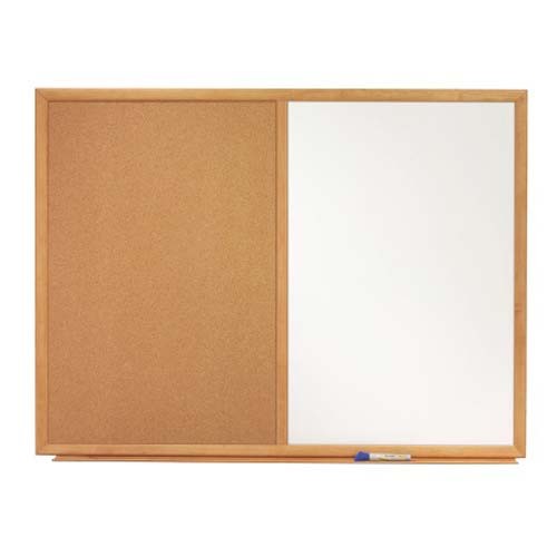 Quartet Standard Combo Whiteboard/Bulletin Board, Oak Frame & Natural Cork