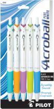Pilot Acroball Pure White with color accents, 5 pack