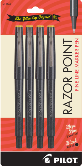 Pilot Razor Point Fine Line Marker Pen, 4 pack