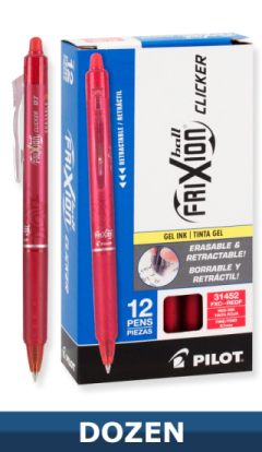 Pilot FriXion Clicker Erasable Gel Pen, Red, Dozen Box