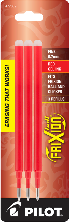 Pilot Frixion Ball and Frixion Clicker refill red, 3 pack